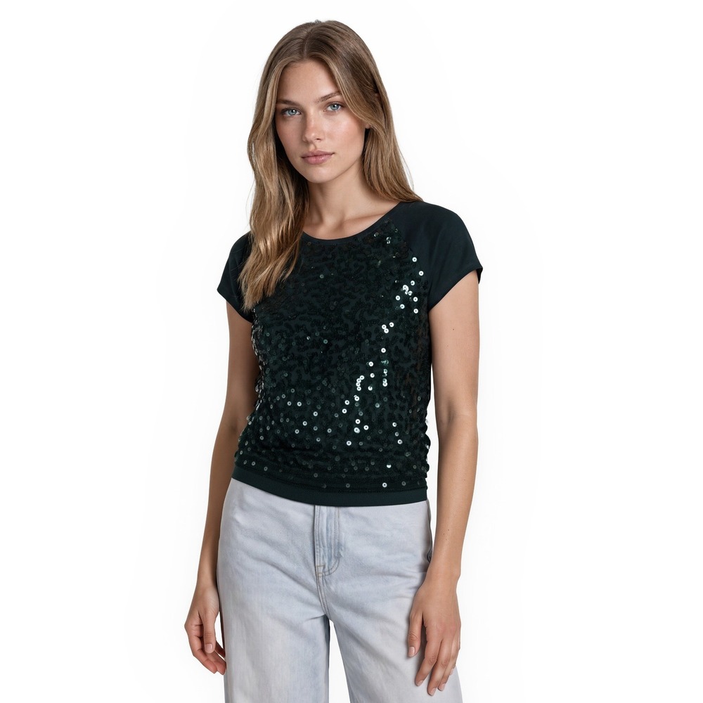 NWT Ann Taylor Loft Green Sequin Blouse Top Size XSP Petite Green